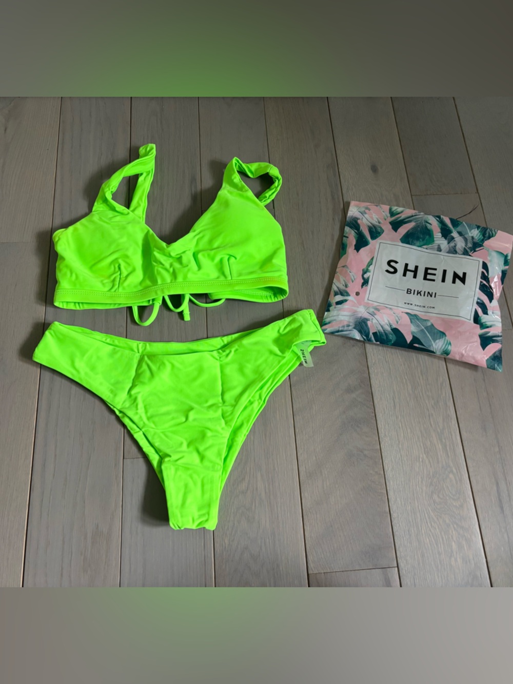 SHEIN Neon Lime Two-Piece Bikini Set